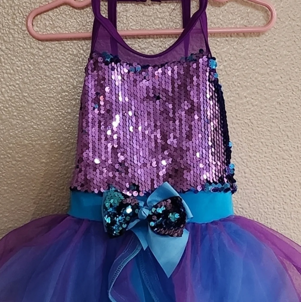 Weissman Girls Ballet Dance Dress Costume Sequin Leotard‎ Tutu Purple & Blue